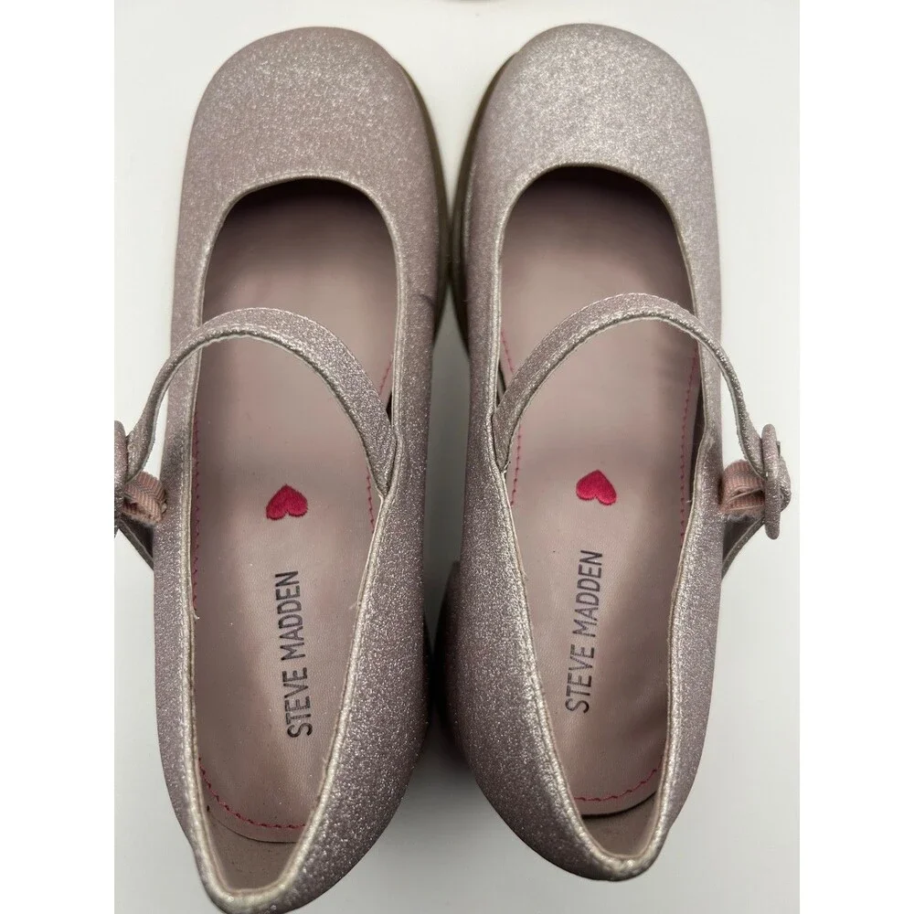 Steve Madden JDRAMA Girls Mary Janes Platform Glitter Pink Size 6 NEW